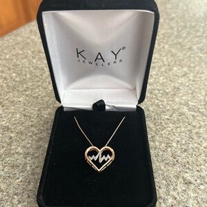 Heartbeat Necklace 1/10 ct tw Diamonds 10K Rose Gold